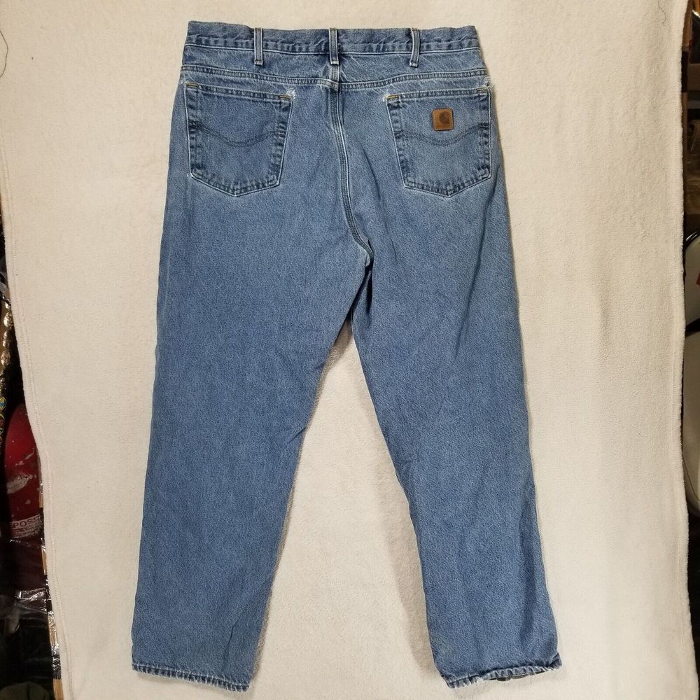 Carhartt‎ Jeans Mens 36x32 B172 DST Relaxed Fit Straight Leg Flannel Lined Work